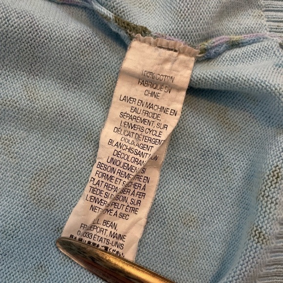 L.L. Bean 100% Cotton Blue Purple Floral classic Button Cardigan sweater top - Picture 13 of 16